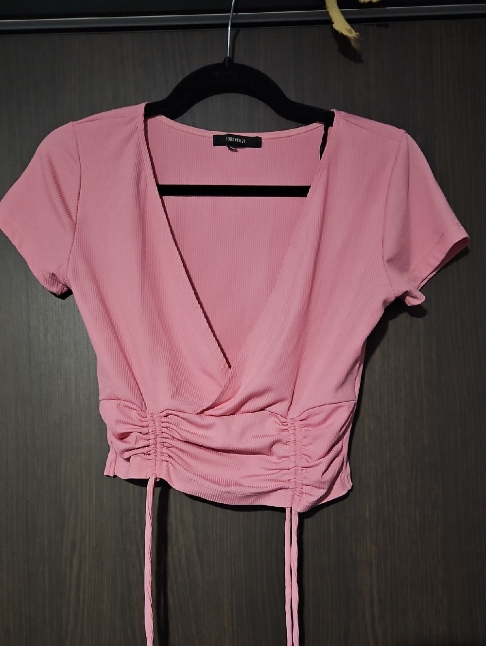 Forever 21 Light Pink Drawstring Crop Top
